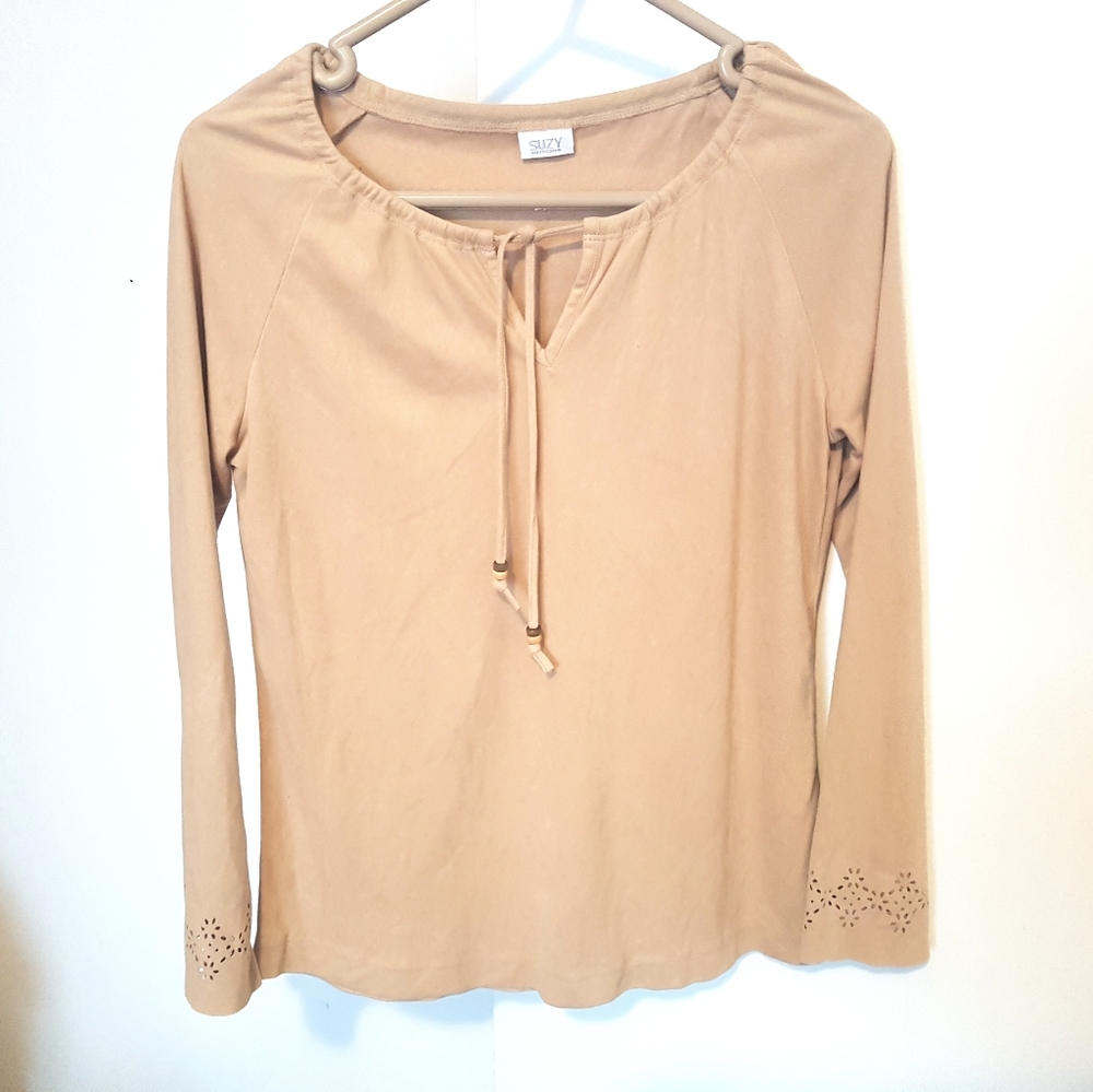 NEW Boho Hippie Suede - like top